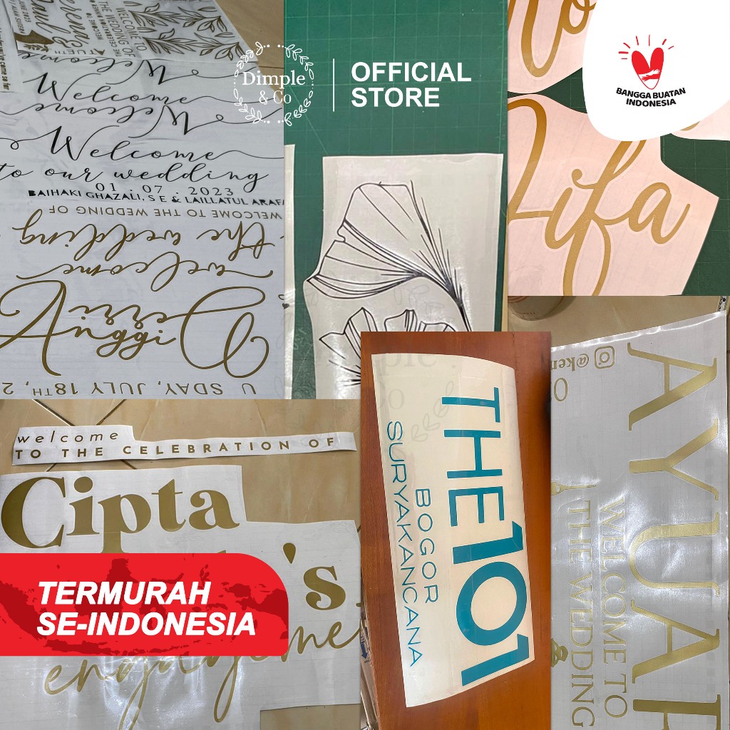 Stiker Kustom Dekorasi Pernikahan, Wisuda, Lamaran - Untuk Backdrop Kaca Akrilik | Dimple&Co