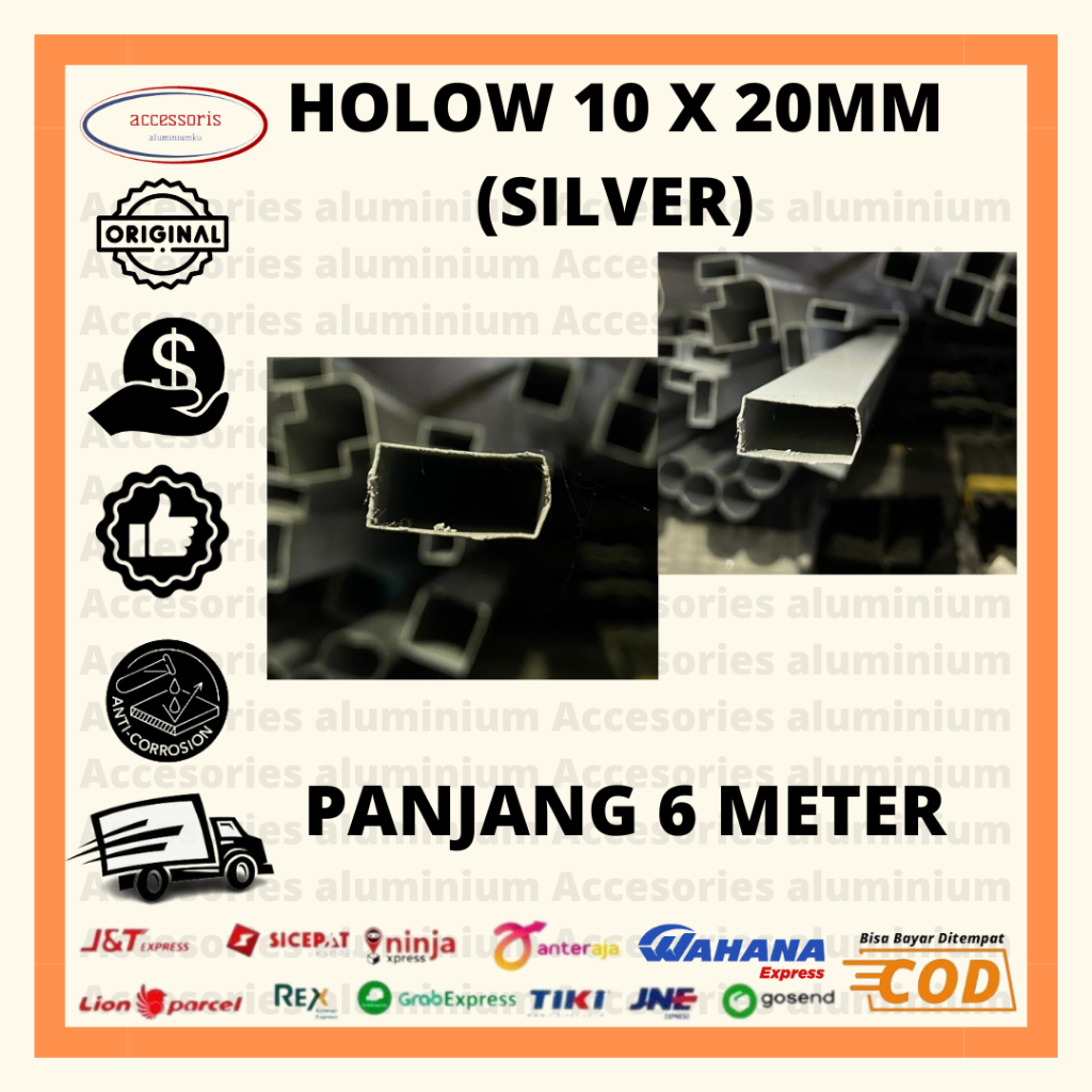 ACCALL - Hollow Aluminium 10X20MM Panjang 6 Meter | GRATIS ONGKOS POTONG