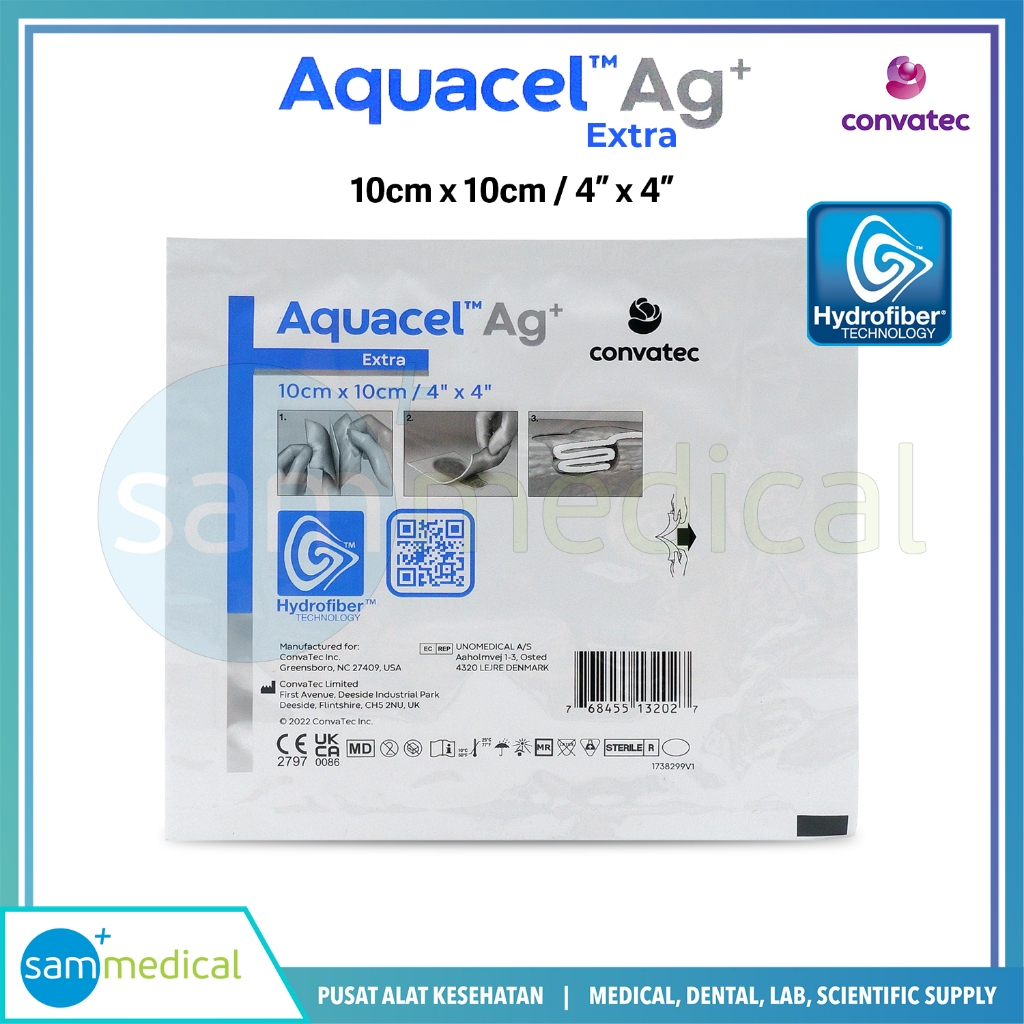 Convatec Extra Aquacel Ag+ Hydrofiber Dressing Extra 10cm x 10cm 413567 / Pembalut Luka / Dressing L