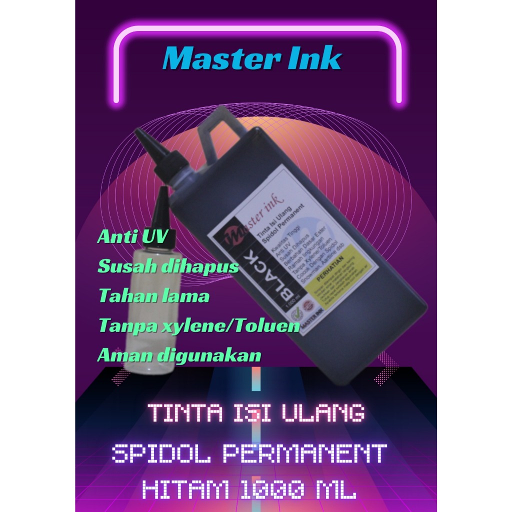 

Tinta Spidol Permanen Master INK Tinta Isi Ulang Spidol Master INK HITAM 1000ml