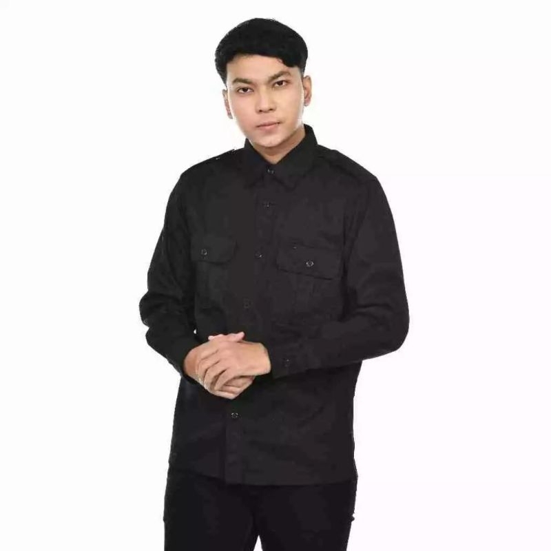 KEMEJA PDH PDL LAPANGAN HITAM LENGAN PANJANG