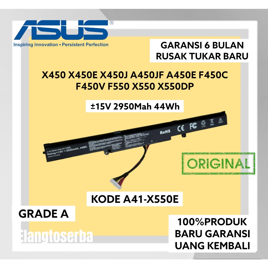 Baterai Laptop Asus X450J X450JF A450J X550D X550DP A41-X550E Original
