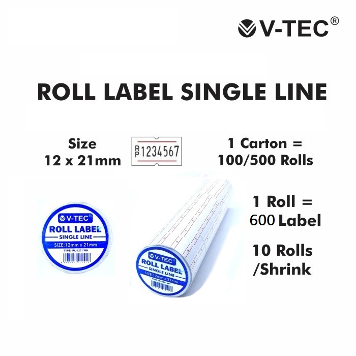 

PRICE LABEL / LABEL HARGA / LABEL HARGA 2 LINE / LABEL HARGA V-TEC 1 LINE PUTIH RL1201WH