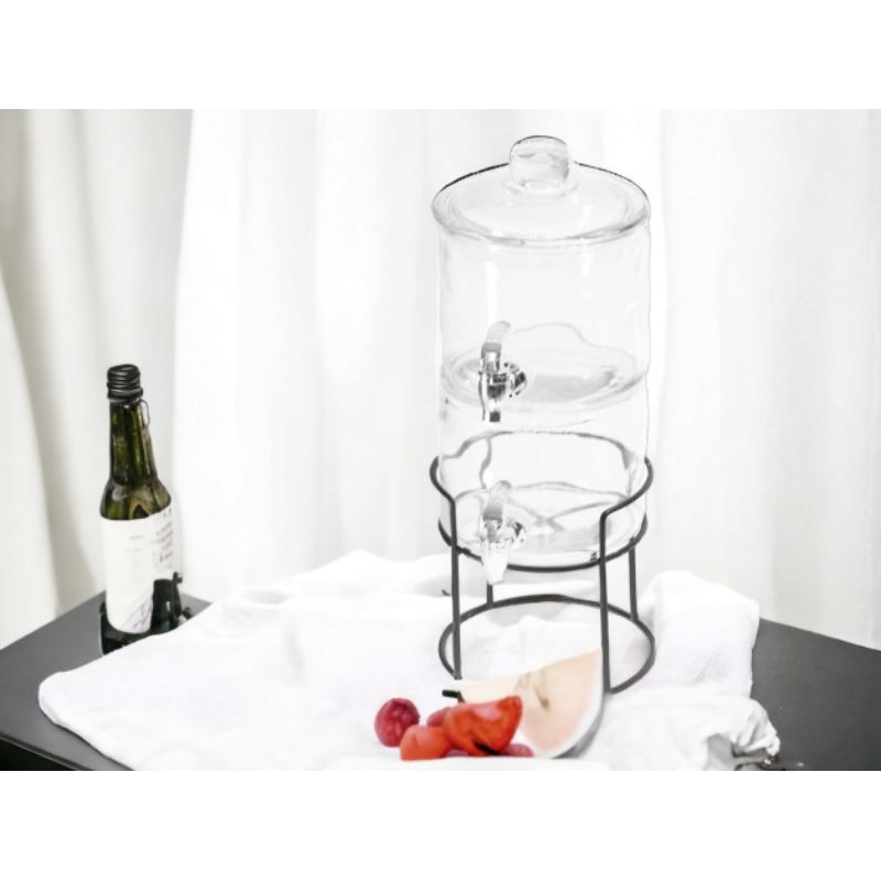 Dua susun wadah air Kaca VICENZA VGC122KC Dispenser Water Jug Pitcher cantik + alat saji minum ada G