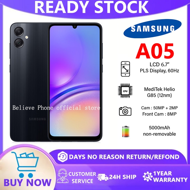 HP Samsung Galaxy A05 RAM 4GB/64GB  |4GB/128GB |6GB/128GB  Smartphone 4G LET 6.7 inch Dual SIM 50MP+