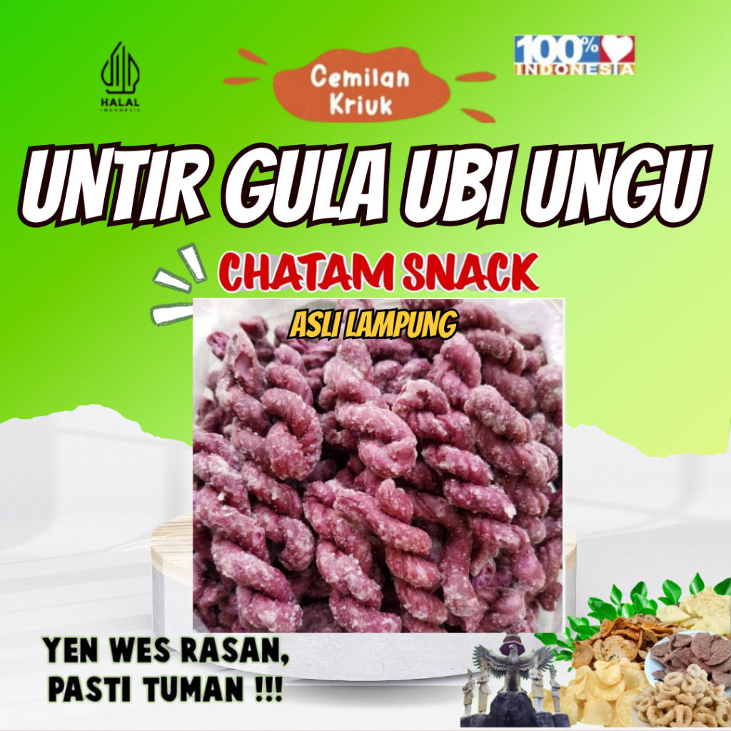 

UNTIR UNTIR UBI UNGU BESTAK GULA RENYAH ASLI LAMPUNG KEMASAN 250 GRAM