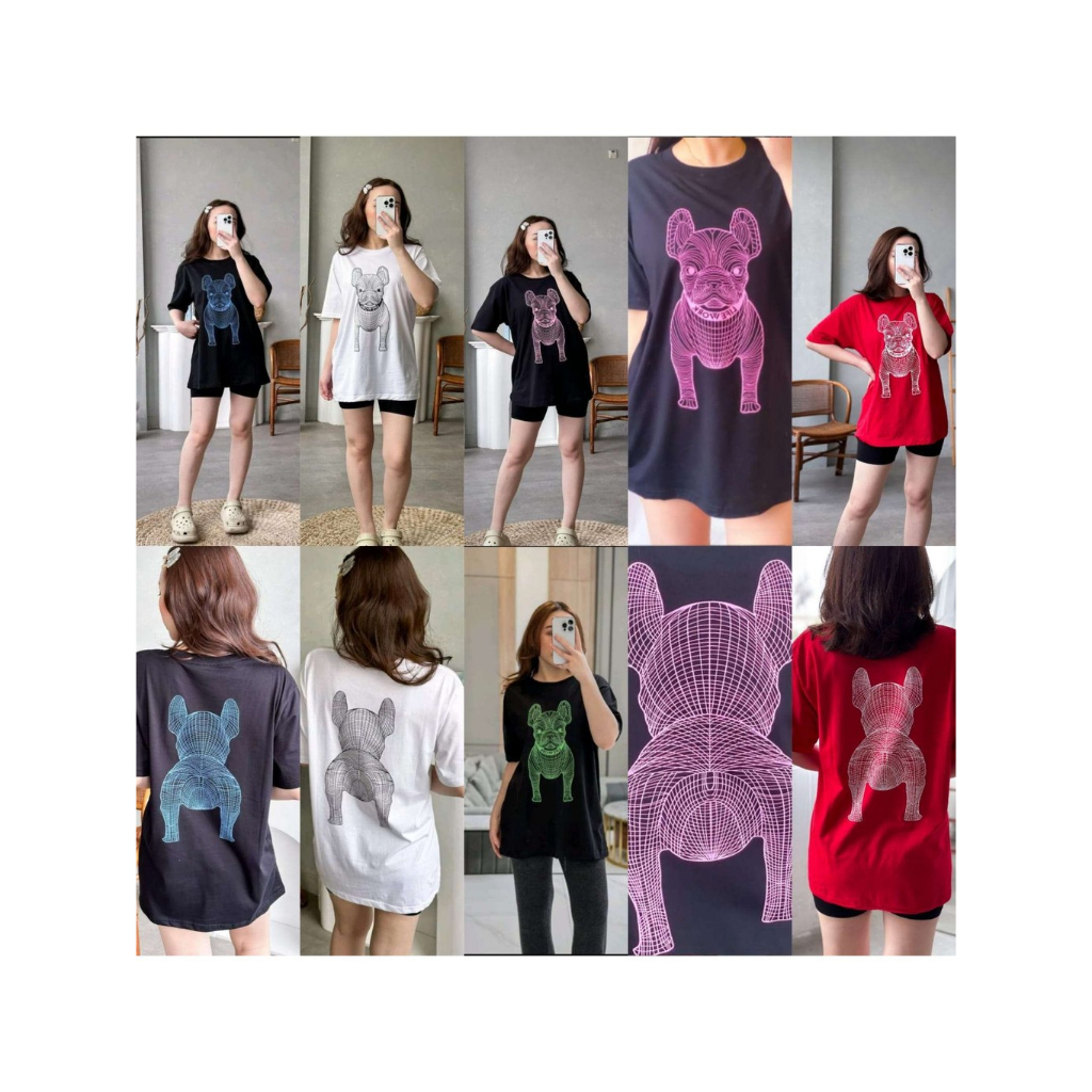 Glam - Kaos Baju Atasan Oversize Wanita Bahan Katun Motif Kerah Bulat - Radog | Big Radog Off Black 