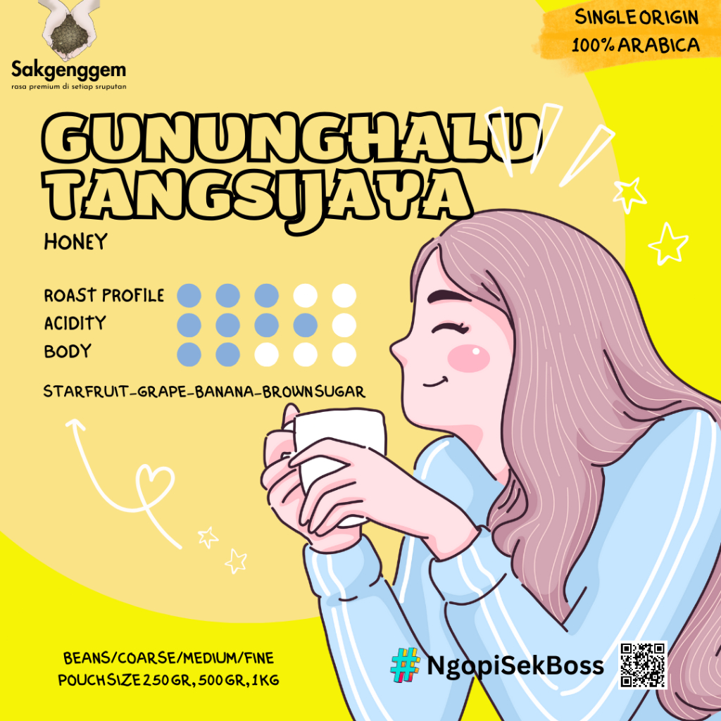 

Biji Kopi Bubuk Arabika Gununghalu Tangsijaya Honey | Single Origin Coffee | Fresh Roasted