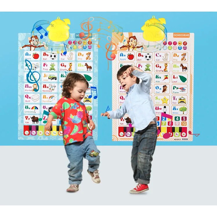 M209 Mainan Edukasi Anak Poster Gambar Elektronik Alphabet Angka Piano