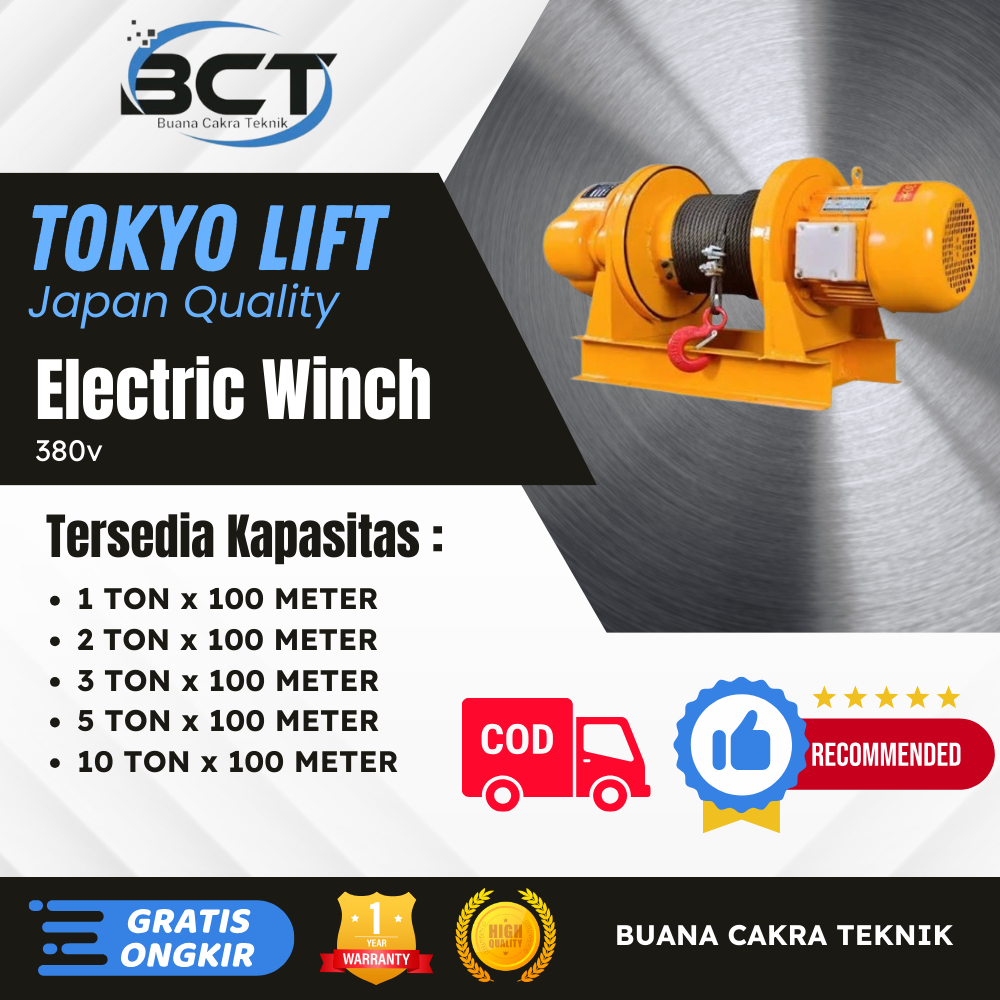 Electric Winch 1 ton/2 ton/3 ton/5 ton/10 ton 100 meter - 380v merk Tokyolift