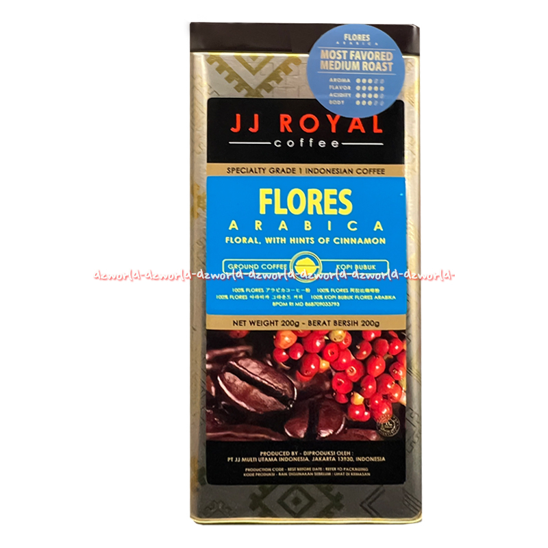 

JJ Royal Coffee 200gr Flores Arabica Kopi Bubuk Kemasan Kaleng Speciality Grade
