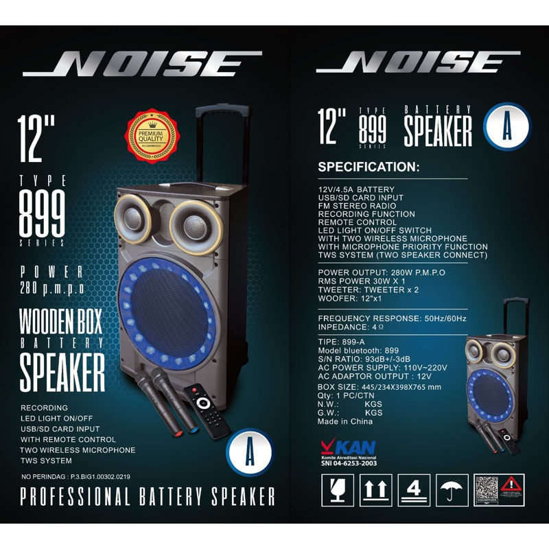 NOISE 15 INCH PORTABLE SPEAKER NOISE 899A NOISE WIRELESS MEETING SPEAKER NOISE 15 INCH NOISE 899 A Noise