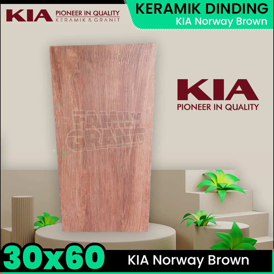 Keramik Dinding 30x60 KIA Norway Brown Motif Kayu Matte Emboss