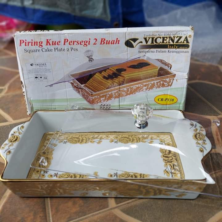 {Keramik Packing Aman} Piring Kue Vicenza CRP138 Motif Gemini