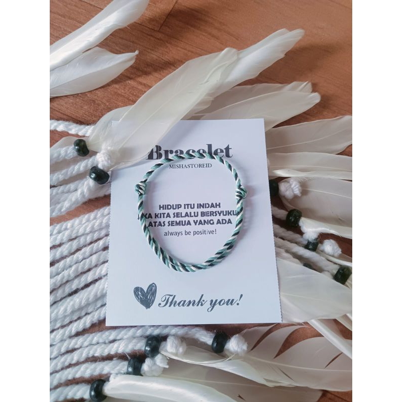 GELANG TRIDATU POLOS WARNA HIJAU PUTIH HITAM 2MM