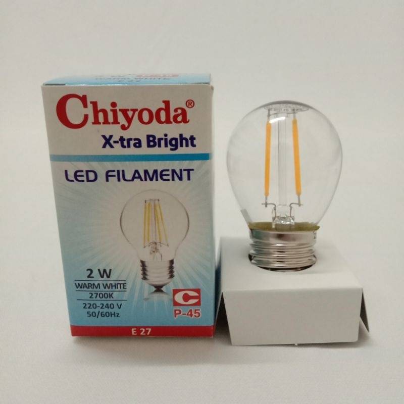 Lampu Chiyoda LED Filament Xtra Bright P45 E14 / E27 2W/4W Clear Warmwhite(Kuning)