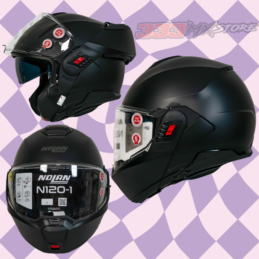 Helm Nolan N120-1 Cassic 10 Flat Black Helm Modular Nolan N120-1 Original