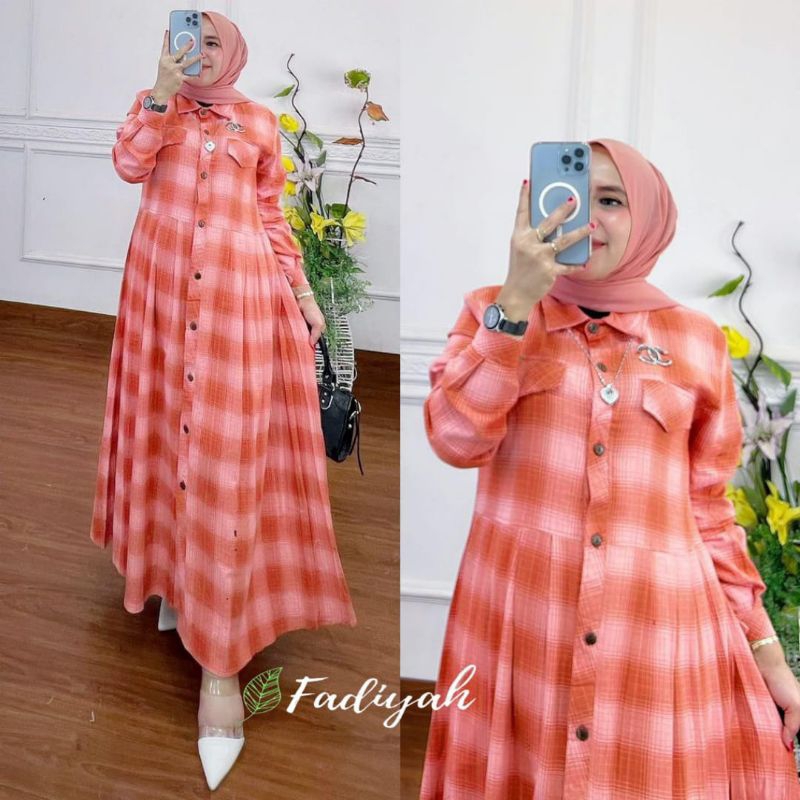 Sarah Semi Dress by FC | Dress Katun | | Gamis Kotak Kotak | | Gamis Ori | | Maxi Premium |