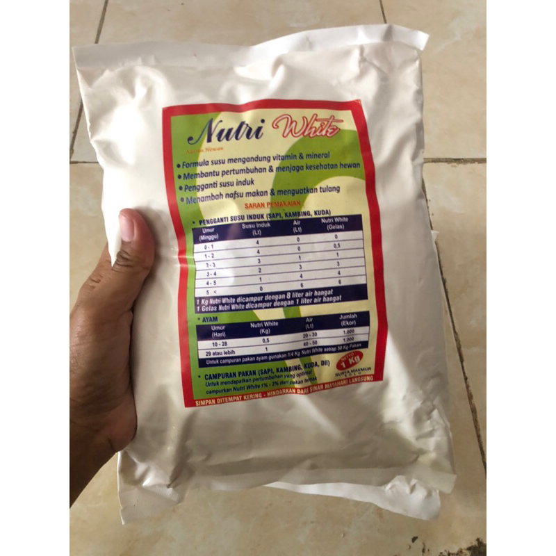 NUTRI WHITE 1KG Susu Hewan Ternak Pengganti Induk Anak Sapi Kambing Domba Pedet Cempe Anti Diare