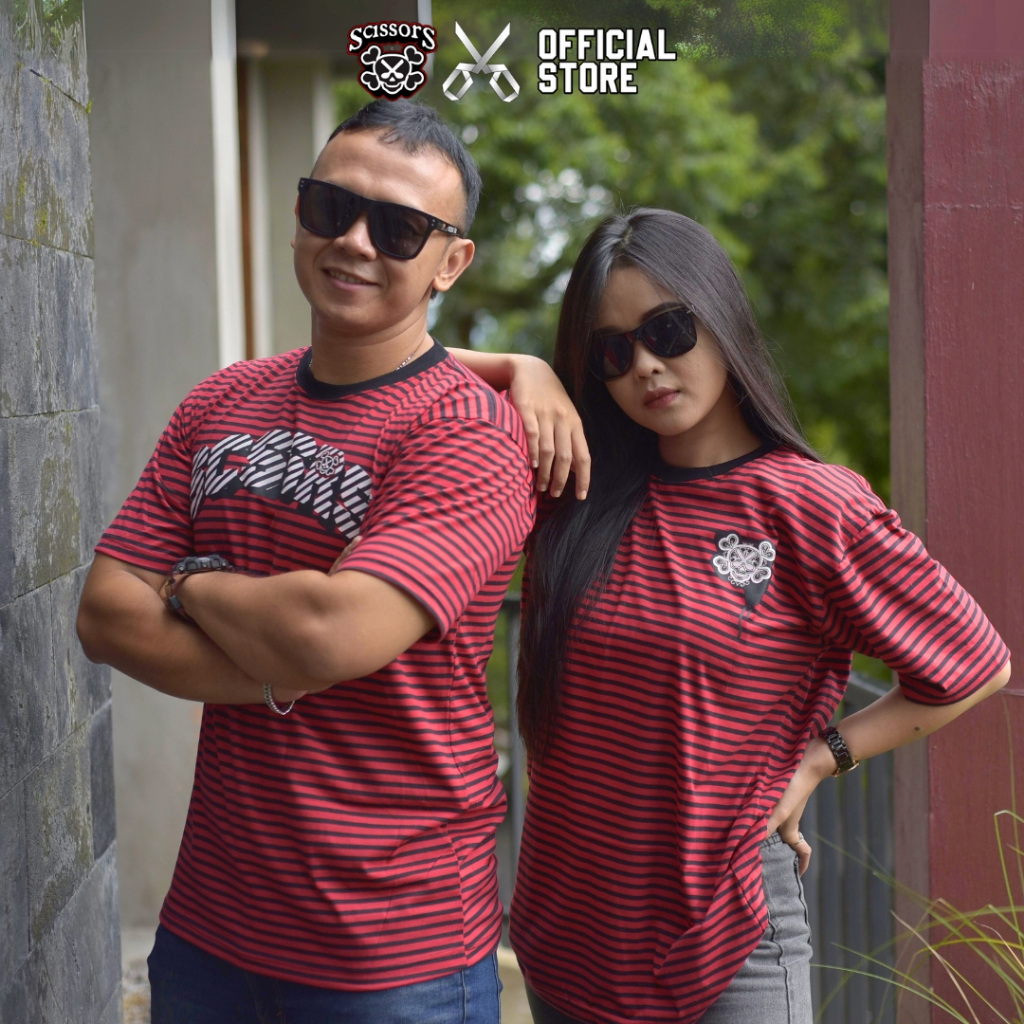 T-shirt SCSRS Stripes Merah ( Scissors Apparel )