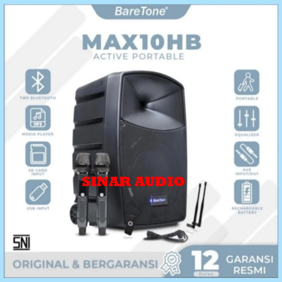 Speaker portable Baretone max 10hb max10hb 10 inch original