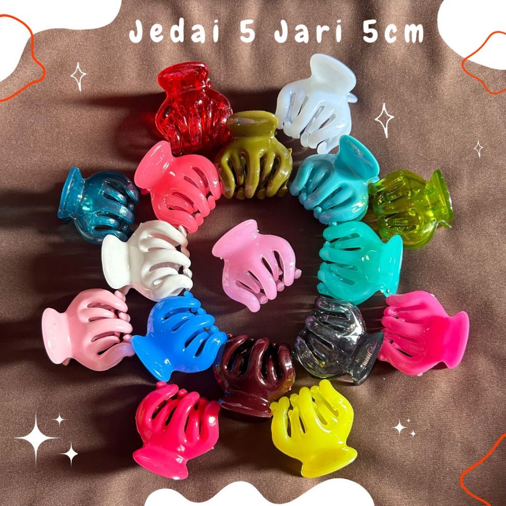 Jedai 5 Jari CM/Jepit Jedai  5 Jari Warna Warni/Jepit Rambut