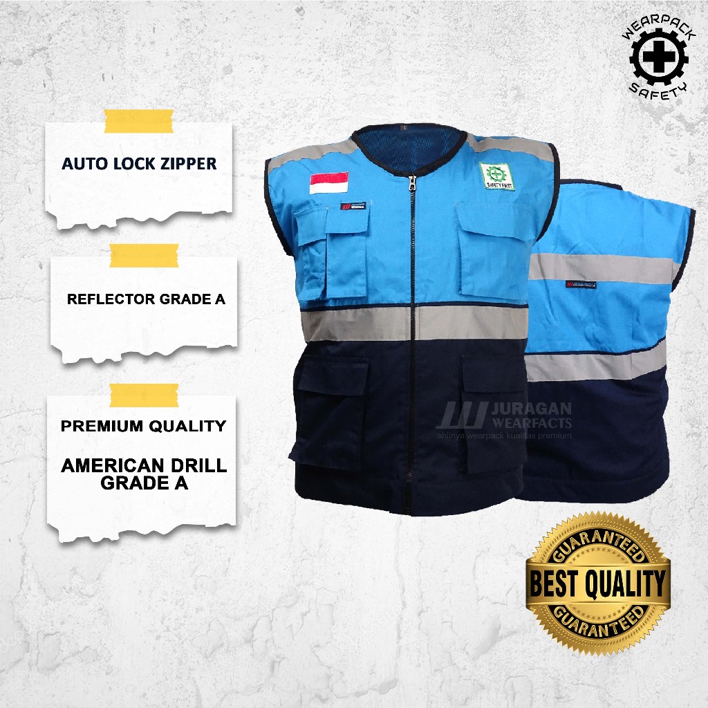 Rompi Safety Warna Biru Toska Kombinasi Biru Navy