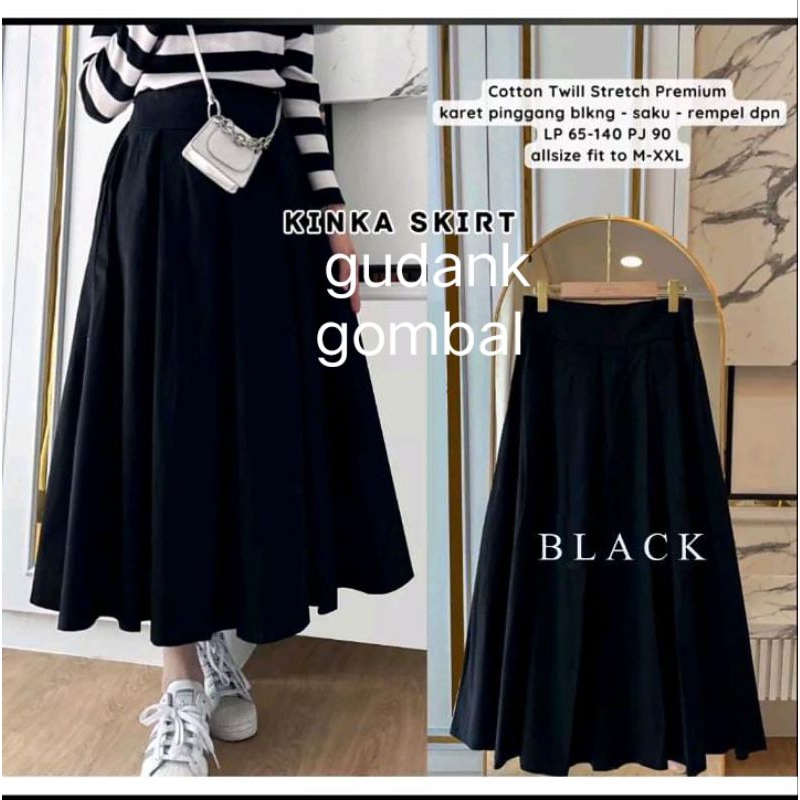 rok panjang kombed twill//kinka skirt rempell katun twill strett//Rok skirt wanita panjang korea sty