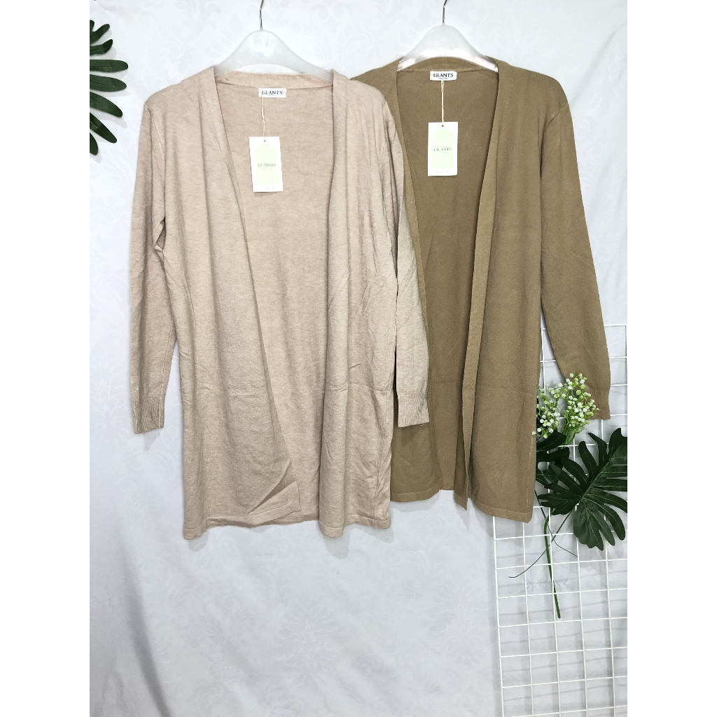 Cardigan Sweater Cewek Polos Lengan Panjang Tanpa Kancing Hijab Friendly Giants Import Bangkok