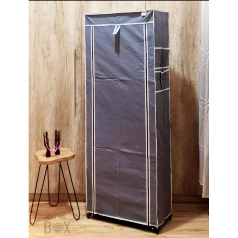 rak sepatu susun kain tertutup rangka besi 9 susun 10 susun portable Nine box