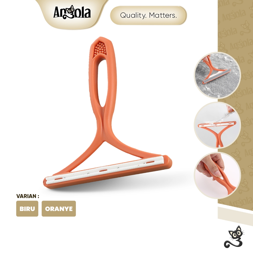 ANGOLA Alat Pembersih Serat Bulu Kain Pakaian D25 Sikat Pembersih Bulu Hewan Pet Hair Remover 2in1