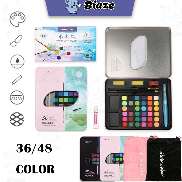 

Pusat Pembelian BIAZE 3648 Watercolor Paint Set Warna Solid Alat Cat Air Termasuk Kuas dan Kertas Gambara