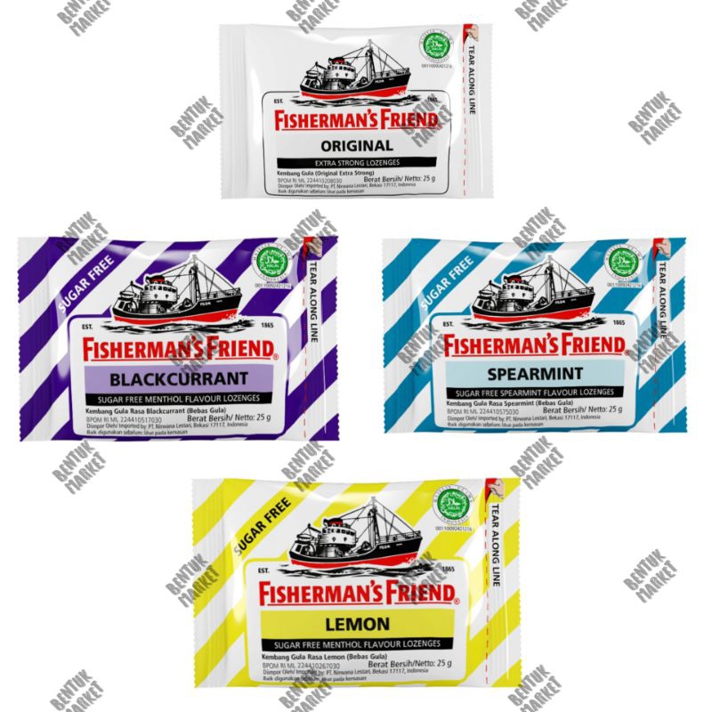 

FISHERMAN FRIENDS PERMEN SUGAR FREE SPEARMINT / BLACKCURRANT/ LEMON / PERMEN PELEGA TENGGOROKAN