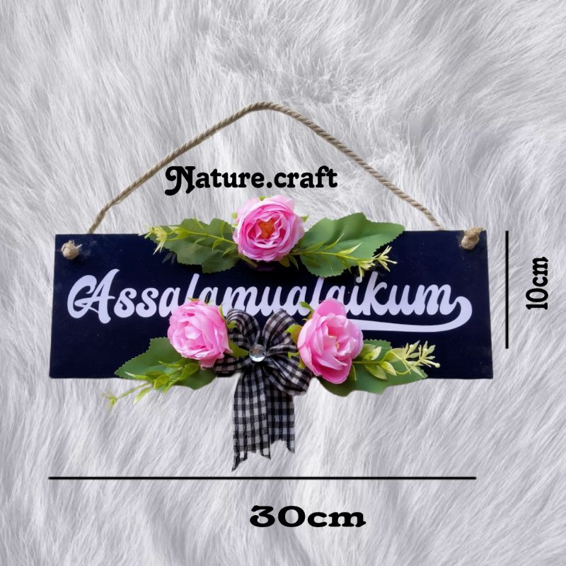 HIASAN PINTU GANTUNGAN PINTU ASSALAMUALAIKUM BUNGA ARTFICIAL DEKORASI RUMAH