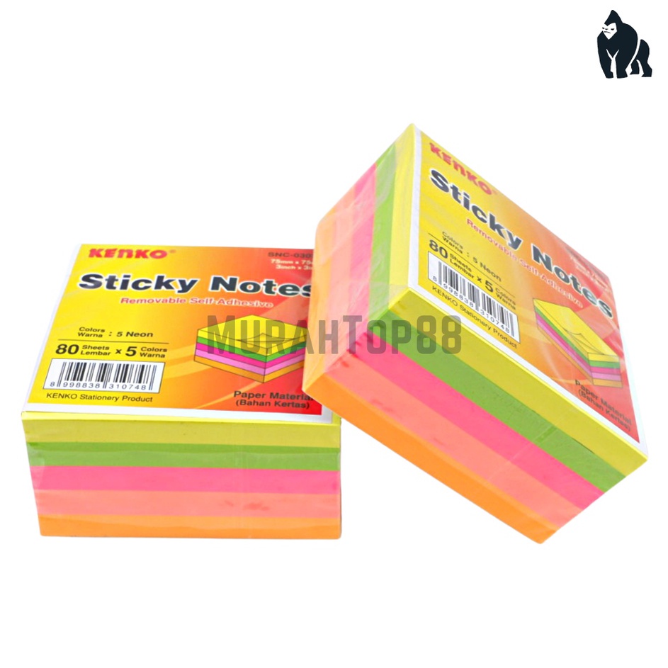 

Super Populer Sticky Notes Kenko SNC33N 75 x 75 mm Kertas Memo Tempel 5 Warna Warni Neon Colors Stick Note Cube