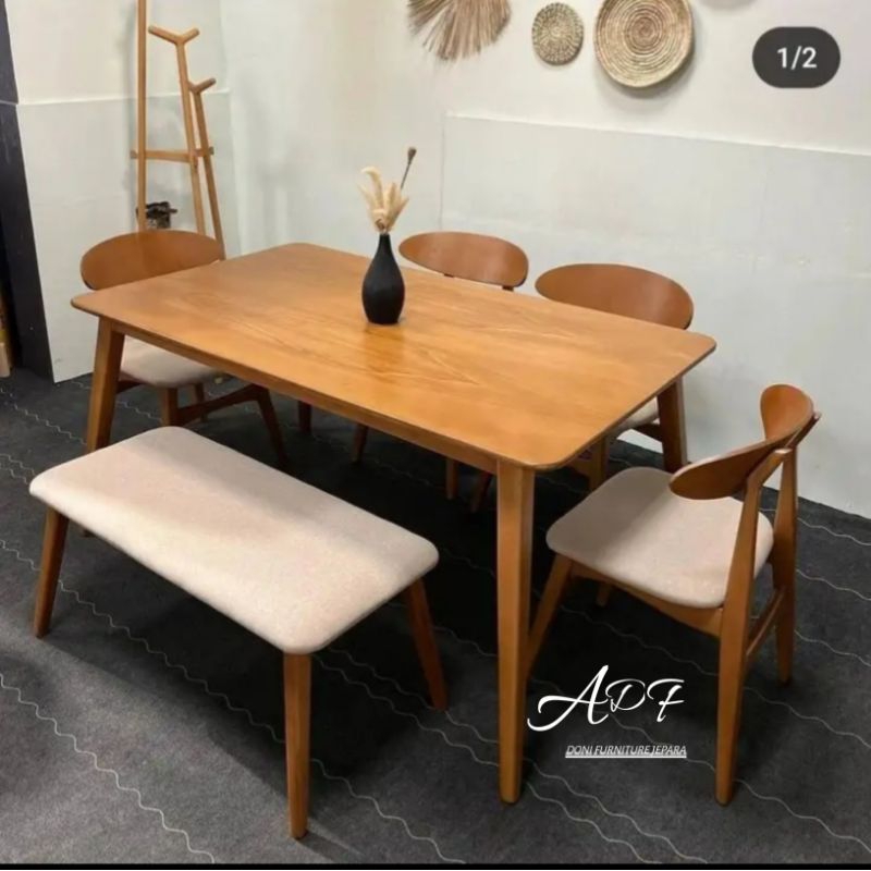 Kursi Makan Minimalis Modern Set Makan Kayu Jati