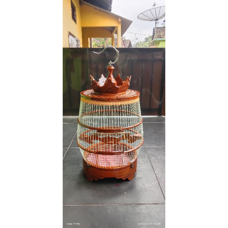 sangkar kutut sangkar perkutut model tabung mahkota kayu jati ruji fiber