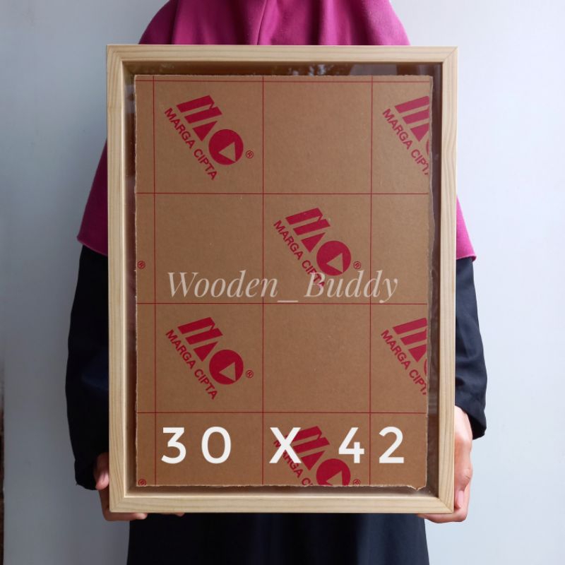 Frame 3D 30x42cm / A3 Kaca Akrilik Kayu Pinus Space 3,5cm