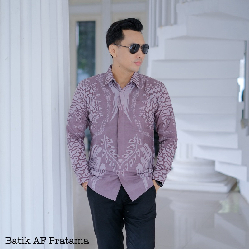 TRESNAN Kemeja batik lengan panjang premium lapis furing lembut motif ambyar, baju batik terlaris vi