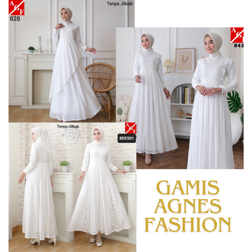 GAMIS WANITA DEWASA AGNES PUTIH ELEGAN