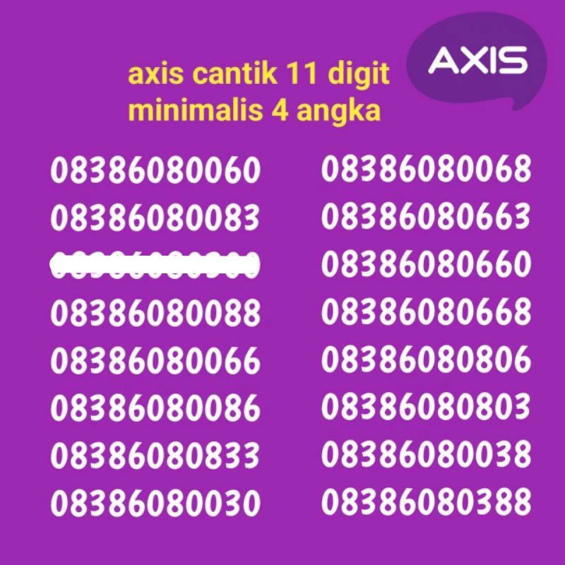 nomor axis  cantik 11 digit varian 4 angka minimalis