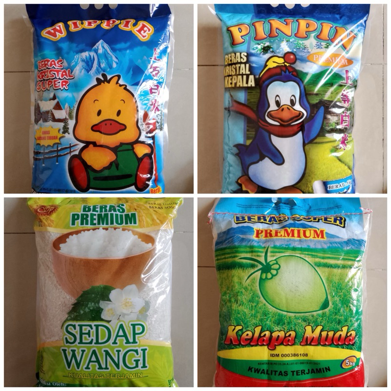 

BERAS 5KG PINPIN / WIPPIE / SEDAP WANGI / KELAPA