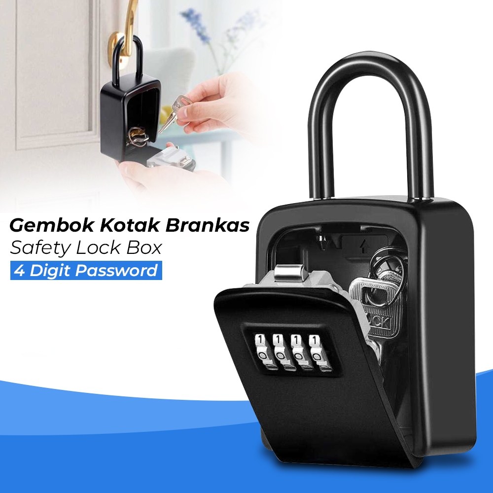 

Wall Mount Key Lock Box 4 Digit Password Code Security Lock No Key 2B