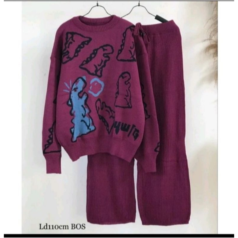 ONE SET KNIT DINO#IMPORT##SWEATER RAJUT OVERSIZE