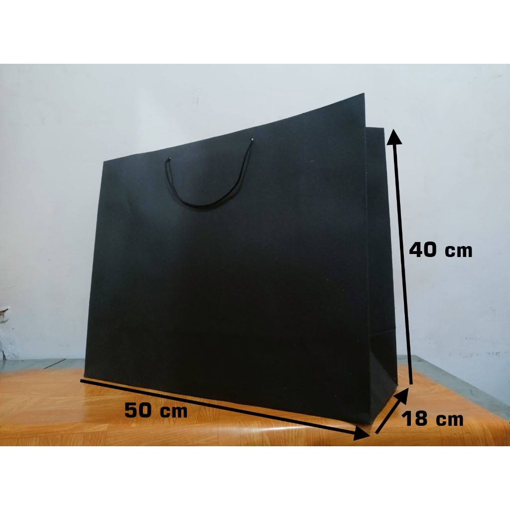 Paper Bag Jemani - (Hitam Polos) (ukuran: 50 x 18 x 40 )