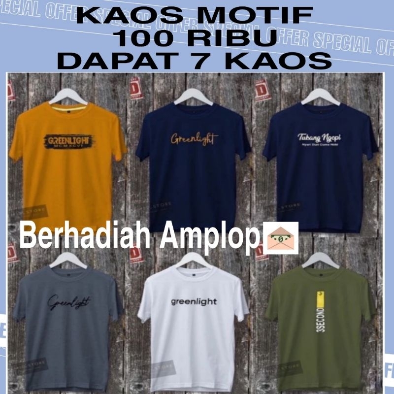 KAOS MOTIF 100 RIBU DAPAT 7 KAOS BERHADIAH AMPLOP UANG