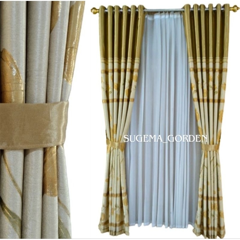 Gorden Minimalis Jendela Pintu Modern Terbaru Premium Mewah Warna Gold Glossy