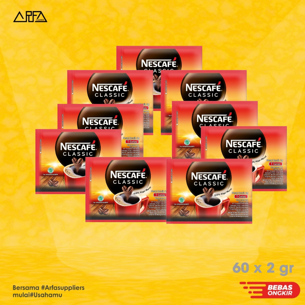 

Nescafe Classic 2 gr isi 60 sachet (pack)