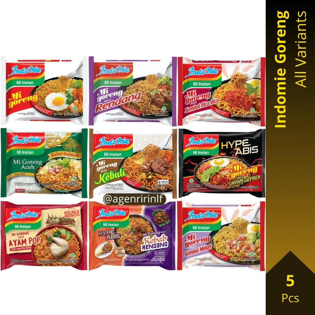 

5 Pcs - Indomie Goreng All Variants Mi Goreng Rendang Ayam Geprek Kebuli Kebab Rendang Mie Aceh Sambal Matah Rica-Rica