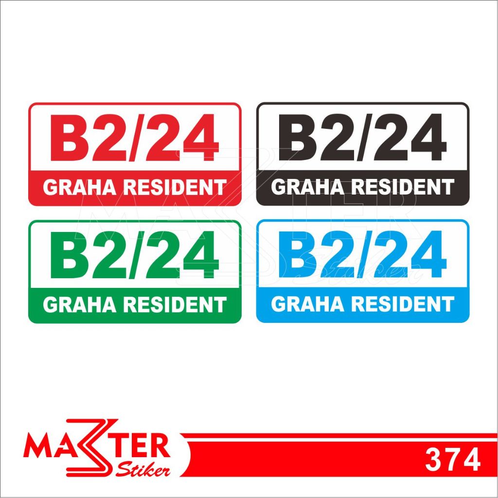 

374 - Stiker Nomor Rumah, Sticker Vinyl, Premium, Tahan Air, Termurah, dan Bisa Custom